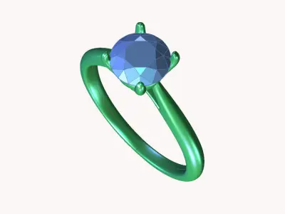cr-014 solitaire diamond engagement ring gold 3D print model