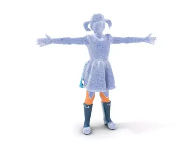 Child Character Model Pack in Blue Outfit and Boots Low-poly 3D model