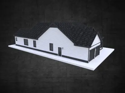 Residential home traditional architectural design  Low-poly 3D model