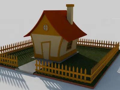 Cartoon House Low-poly 3D model