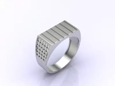 Print Ready STL 3DM  Gents Rings Diamond Men Ring  3D print model 9
