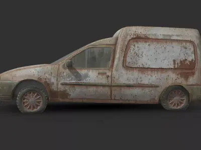 Abandoned Car - Ford Courier Van Low-poly 3D model