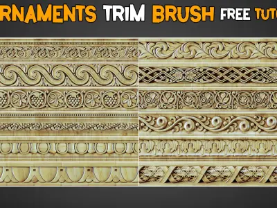 60 Ornaments Trim Brush and 3D Models Free Tutorials   Vol 4 Low-poly 3D model