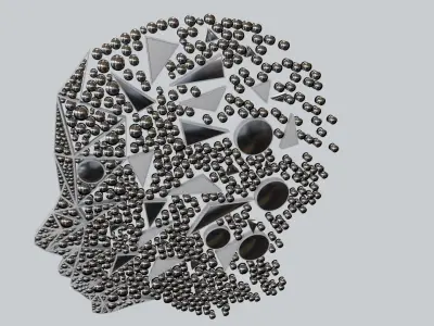 Human head decorative wall items abstract Art blender file  3D model