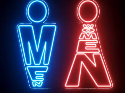 Restroom Neon Sign 3D model