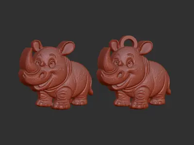 cartoon rhinocero keychain cnc model 3D print model