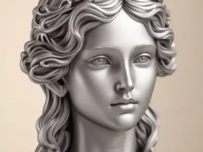 Luxury Goddess Bust Pendant 3D Silver Chains Diamond Drop Low-poly 3D model