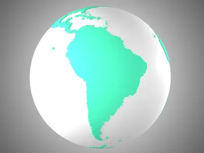 Solid Color Teal Green White Globe 3D model