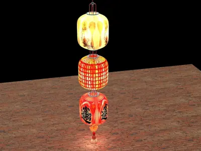 Chinese red lantern  3D model 10