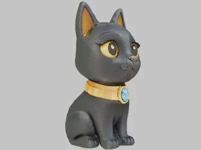 Bastet Cat Black Kitty Kitten  Low-poly 3D model