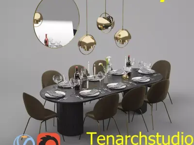 Tenarchstudio GUBI Dining Set Render Ready  3D model