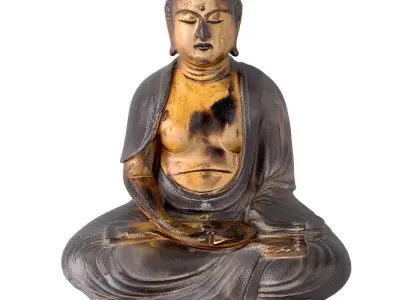 Gilt figure of Buddha Amida 3D model
