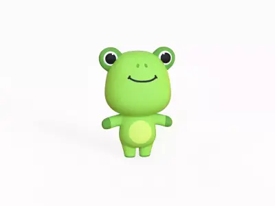 Cartoon Frog - Chubby Animal Rigged Low-poly 3D model