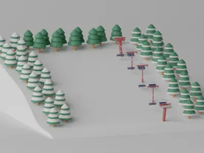 Ski Slope Lift Mountain Pack 3D model