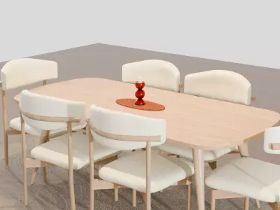 Dining Table Chairs Low-poly 3D model