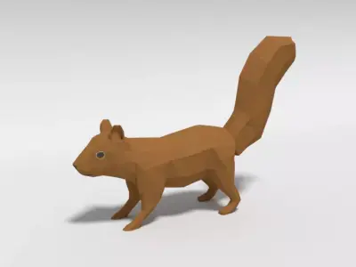 Low Poly Cartoon Squirrel Low-poly 3D model