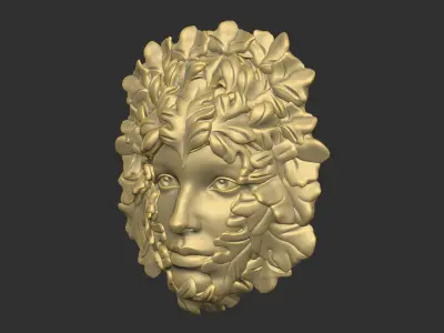 The girl face with leave 3D print model
