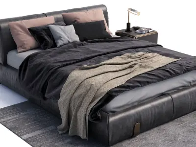 bedroom leather bed 3D model