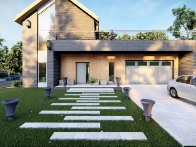 Modern House Plan  Low-poly 3D model purchase