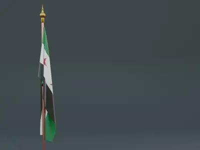 Liberated Syria Flag Free low-poly 3D model