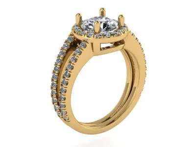 Round Halo Split Shank Ring 4046 3D print model