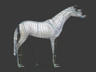 Horse running Low-poly 3D model