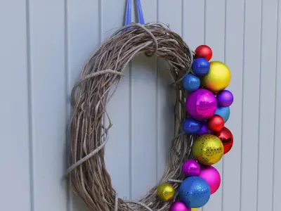 Wreath Collection christmas with pine cones and gold ornaments 3D model