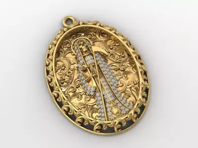  santa muerte holy death small size pendant 3D STL 3DM skull 3D print model