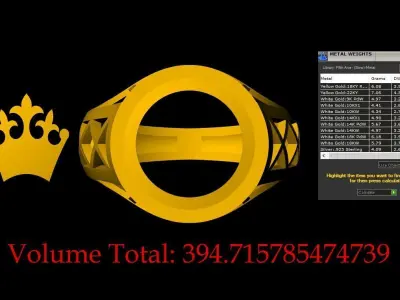 Crown Gold Ring - 0033 3D print model