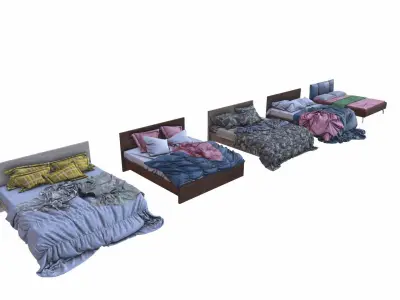 PBR Beds - 5 Pieces 3D model