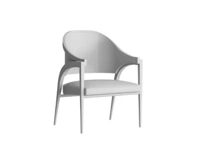 Ash Wood Frame Leather Cushion Armrest Chair 3D model