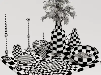 Luxury Model Room Tableware Set-9 3D model