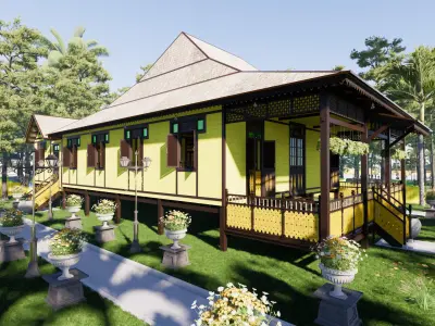Limas Traditional House of Sambas West Borneo - Type 1 3D model