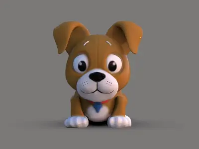 Cute Dog Cartoon  Low-poly 3D model