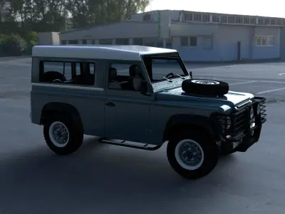 Land Rover Defender 90 Station Wagon w interior HDRI 3D model