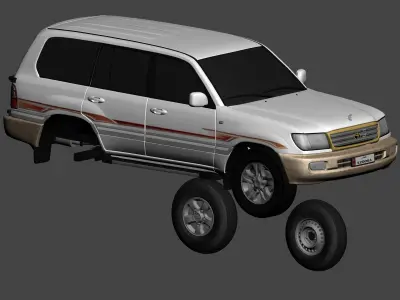 Toyota Land Cruiser J100 GXR 2004 high quality with engine 3D model