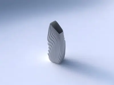 Vase bent rectangle with wavy extruded lines 3 3D print model