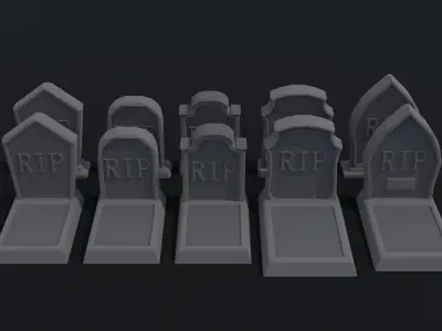 Cartoon stone cemetery Polygonal Style Low-poly 3D model
