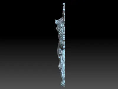 Bear with a flag 3D print model