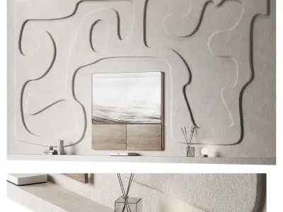 Tv wall kit Modern minimal Wavy shape composition 3D model