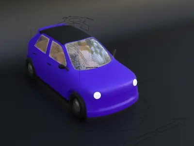 Stylized Cartoon Car Rigged 3D Model Low-poly 3D model