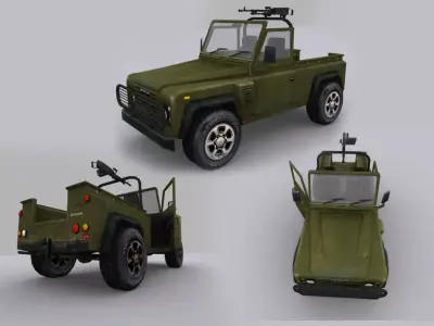 land rover defender military Low-poly 3D model