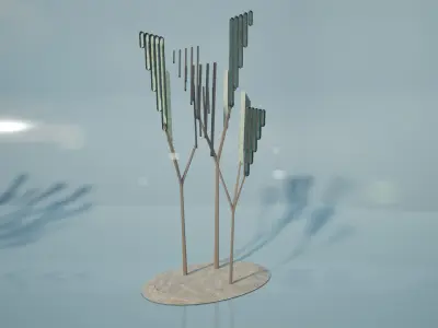 Conceptual shrub S1Av7 Low-poly 3D model