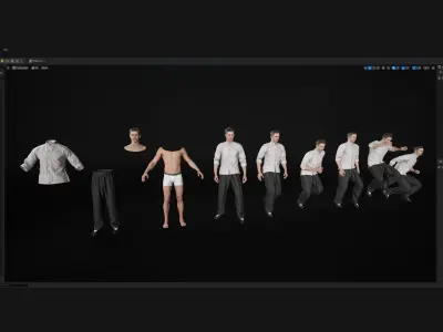 Man - Martial Uniform 6 - Modular - Rigged Low-poly 3D model