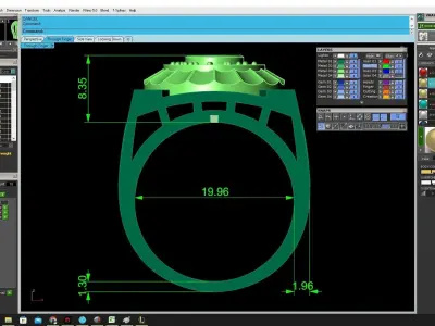 Luxury Bezel Round Signet Ring Jewelry Design  3712 3D print model