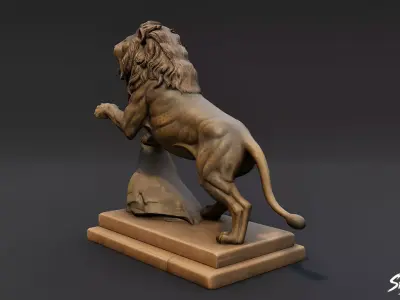 Lion Statue V10 Low-poly 3D model
