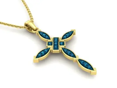 AV 491 Ladies Micro Pave Religious Cross-Pendant 3D print model