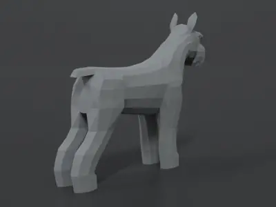 Low Poly Cartoon Standard Schnauzer Dog Low-poly 3D model