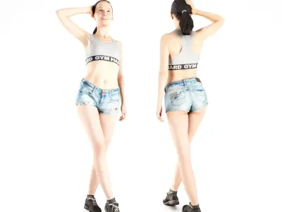 Female casual style 06 Low-poly 3D model