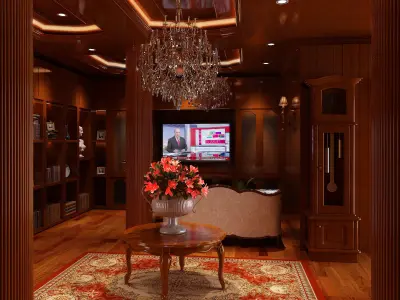 Classic Wooden Living Room 3D model